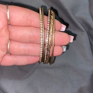 Gold colored hoop bracelets